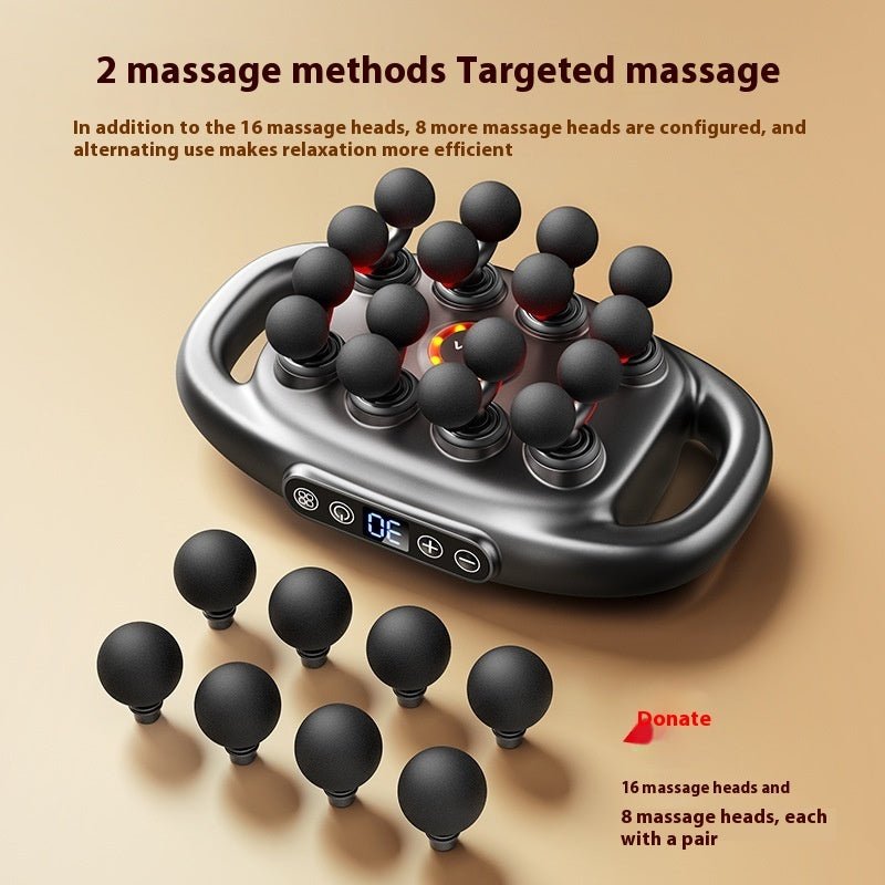 Massage gun with 16 interchangeable heads, digital display, for full body pain relief