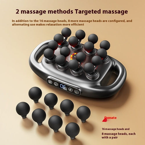 Massage gun with 16 interchangeable heads, digital display, for full body pain relief