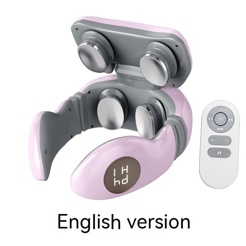 Electric neck massager for cervical pain relief with remote and heat pulse therapy feature